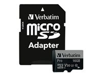 Verbatim PRO - Carte mémoire flash (adaptateur SD inclus(e)) - 16 Go - UHS Class 3 / Class10 - 300x/600x - microSDHC UHS-I 47040