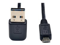 Tripp Lite 6ft USB 2.0 High Speed Cable Reversible Up/Down Angle A to Micro B M/M 6' - Câble USB - Micro-USB de type B (M) pour USB (M) - USB 2.0 - 1.83 m - connecteur à angle vers le bas, connecteur A réversible - noir UR050-006-UDA