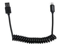 StarTech.com Câble Apple Lightning en Spirale vers USB pour iPhone / iPod / iPad - Câble Chargeur et Synchronisation Lightning - 60 cm - Câble Lightning - Lightning (M) pour USB (M) - 60 cm - blindé - noir - pour Apple iPad/iPhone/iPod (Lightning) USBCLT60CMB