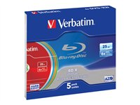 Verbatim Colour - 5 x BD-R LTH Type - 25 Go 6x - boîtier CD étroit 43774