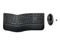 Kensington Pro Fit Ergo Wireless Keyboard and Mouse - Ensemble clavier et souris - sans fil - 2.4 GHz, Bluetooth 4.0, Bluetooth 4.2 - Français - noir K75406FR