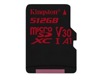 Kingston Canvas React - Carte mémoire flash - 512 Go - A1 / Video Class V30 / UHS-I U3 / Class10 - microSDXC UHS-I SDCR/512GBSP