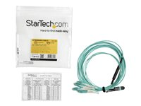 StarTech.com MTP to LC Breakout Cable - 15 ft / 5m - OM3 Multimode - 40Gb - Pull Tab - Plenum - MPO / MTP Connector - Fiber Optic Cable (MPO8LCPL5M) - Câble éclaté - MTP/MPO multimode (F) pousser/tirer pour LC multi-mode (M) pousser/tirer - 5 m - fibre optique - 50 / 125 microns - OM3 - plenum - turquoise MPO8LCPL5M