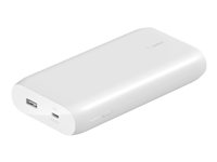 Belkin BOOST CHARGE - Banque d'alimentation - 20000 mAh - 30 Watt - Fast Charge, PD - 2 connecteurs de sortie (USB, 24 pin USB-C) - blanc BPB002BTWT