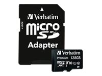Verbatim Premium - Carte mémoire flash (adaptateur SD inclus(e)) - 128 Go - UHS Class 1 / Class10 - 300x - microSDXC UHS-I 44085