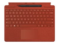 Microsoft Clavier Signature pour Surface Pro - Clavier - avec pavé tactile, accéléromètre, plateau de rangement et de chargement du Surface Slim Pen 2 - AZERTY - Français - rouge coquelicot - pour Surface Pro 8, Pro X 8XA-00024