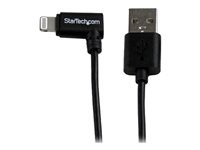 StarTech.com Câble Apple Lightning coudé vers USB de 2 m - Cordon de charge / sync pour iPhone / iPod / iPad - M/M - Noir - Câble Lightning - Lightning mâle pour USB mâle - 2 m - double blindage - noir - connecteur incliné - pour P/N: ARMTBLTIW, SECTBLTDT, SECTBLTPOS, STNDTBLT1A5T, STNDTBLT1FS, STNDTBLTMOB USBLT2MBR