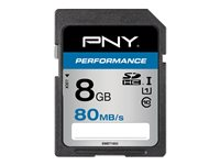 PNY Performance - Carte mémoire flash - 8 Go - UHS Class 1 / Class10 - SDHC UHS-I SD8GBPER80-EF