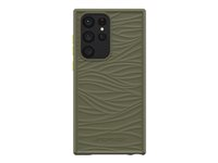 LifeProof WAKE - Coque de protection pour téléphone portable - 85 % de plastique recyclé provenant de l'océan - citron vert, olive, vert gambit - modèle d'onde douce - pour Samsung Galaxy S22 Ultra 77-86655