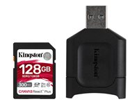 Kingston Canvas React Plus - Carte mémoire flash - 128 Go - Video Class V90 / UHS-II U3 / Class10 - SDXC UHS-II MLPR2/128GB