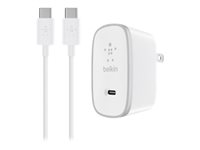 Belkin USB-C Home Charger + USB-C to USB-C Cable - Adaptateur secteur - 15 Watt - 3 A (USB-C) - sur le câble : USB-C - blanc F7U008VF05-WHT