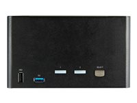 StarTech.com Switch KVM 2 Ports Quadruple Écran DisplayPort - 4K 60Hz UHD HDR - Hub KVM 4K DP 1.2 - 2x USB 3.0 (5Gbps) & 4x USB 2.0 HID, Audio - Commutation Raccourci Clavier - TAA (SV231QDPU34K) - Commutateur écran-clavier-souris/audio - 2 x KVM / audio - de bureau - Conformité TAA SV231QDPU34K