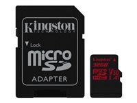 Kingston Canvas React - Carte mémoire flash (adaptateur microSDHC - SD inclus(e)) - 32 Go - A1 / Video Class V30 / UHS-I U3 / Class10 - microSDHC UHS-I SDCR/32GB