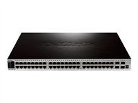 D-Link xStack DGS-3420-52T - Commutateur - Géré - 48 x 10/100/1000 + 4 x 10 Gigabit SFP+ - de bureau, Montable sur rack DGS-3420-52T