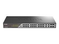 D-Link DSS 200G-28MP - Commutateur - Géré - 24 x 10/100/1000 (PoE) + 4 x combiné 1000Base-T - Montable sur rack - PoE (370 W) DSS-200G-28MP/E