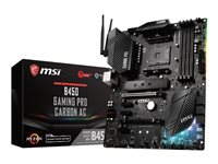 MSI B450 GAMING PRO CARBON AC - Carte-mère - ATX - Socket AM4 - AMD B450 - USB 3.1 Gen 1, USB-C Gen2, USB 3.1 Gen 2 - Bluetooth, Gigabit LAN, Wi-Fi - carte graphique embarquée (unité centrale requise) - audio HD (8 canaux) B450 GAMING PRO CARBON AC