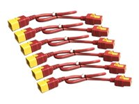 APC - Câble d'alimentation - IEC 60320 C19 pour IEC 60320 C20 - 16 A - 61 cm - verrouillé - rouge (pack de 6) - pour P/N: SMT2200I-AR, SMT2200R2I-AR, SMT3000I-AR, SMT3000R2I-AR, SMX3000HVTUS, SRT10RMXLIX806 AP8712SX340